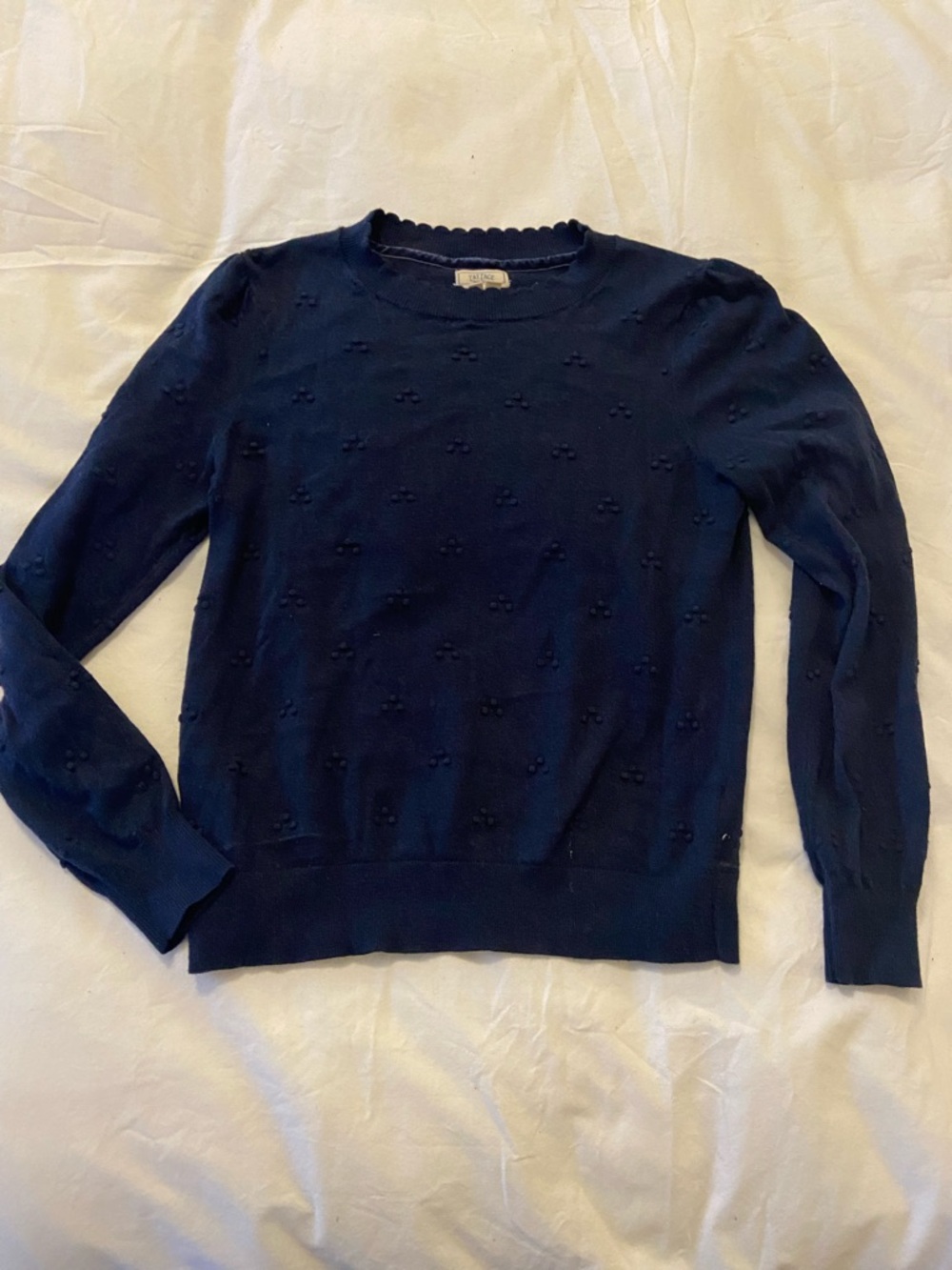 Fat Face Navy Textured Crewneck Sweater